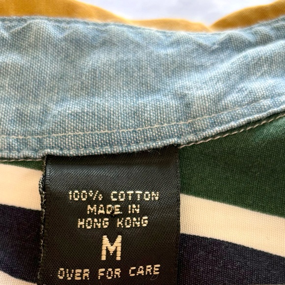 STRUCTURE 90’s Fashion Retro Color Block Stripe Printed Loose Long Sleeve Shirt - Picture 7 of 10